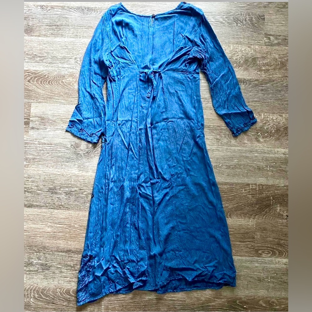 Vintage “S.R. Fashion” Boho Embroidered Rayon Dress - Picture 2 of 7